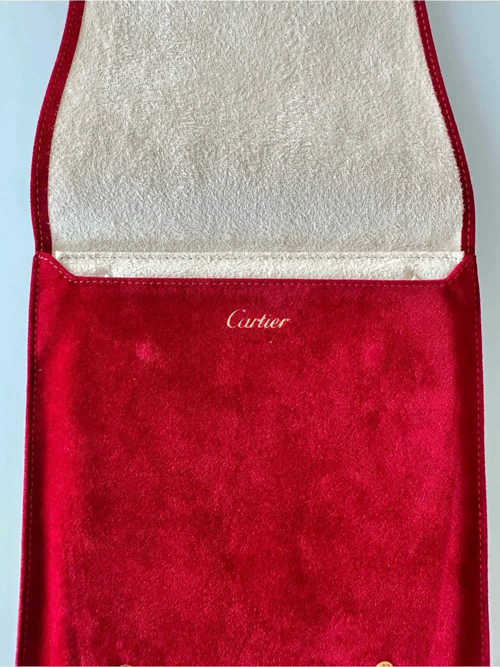 Cartier Red Velvet Pouch with Necklace Holder